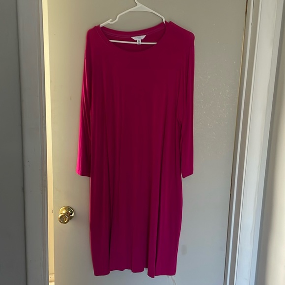 Time and Tru pink long sleeve dress, mid- knee.  Size XXL (20) - Picture 1 of 3